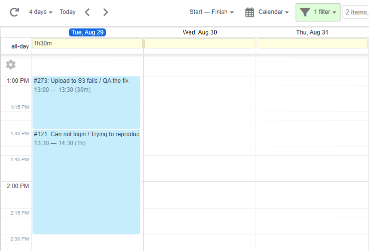 Calendar - hours