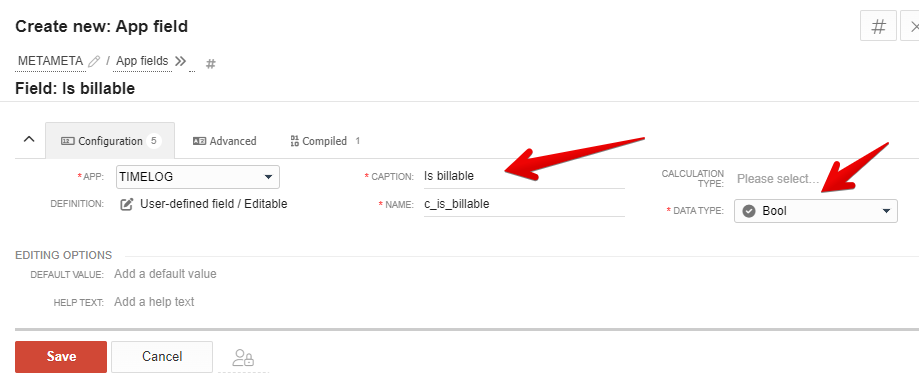 Create new billable field