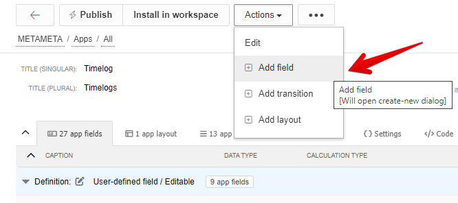 Create new field